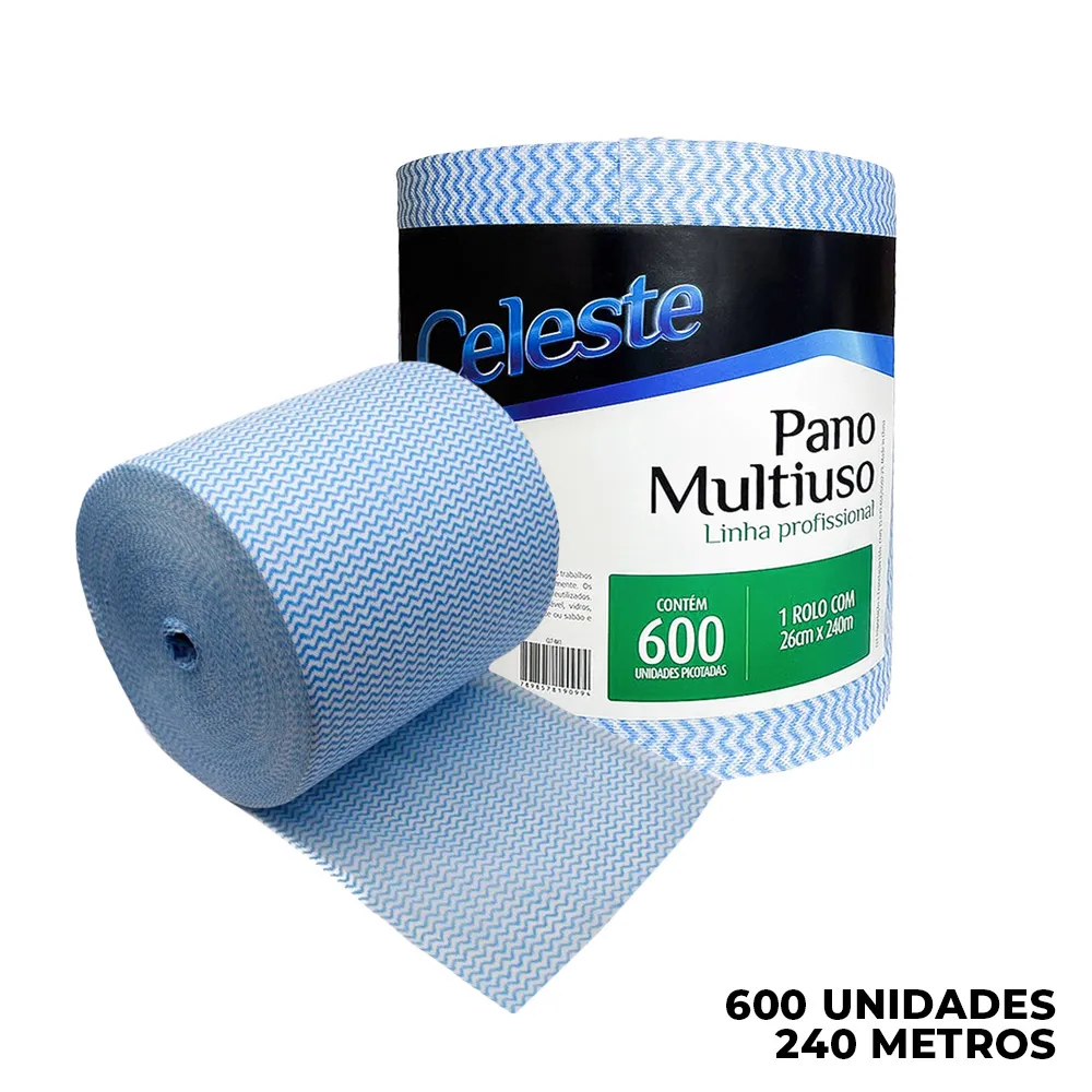 Pano Multiuso Limpeza Rolo com 600 Unidades 26cm x 240m - Imagem 1